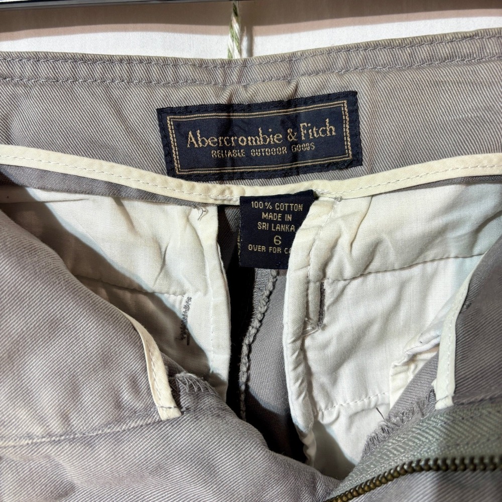 Y2K Abercrombie & Fitch Chino Khakis Gray Wide-Leg Pants Trousers Low Rise - Picture 5 of 8
